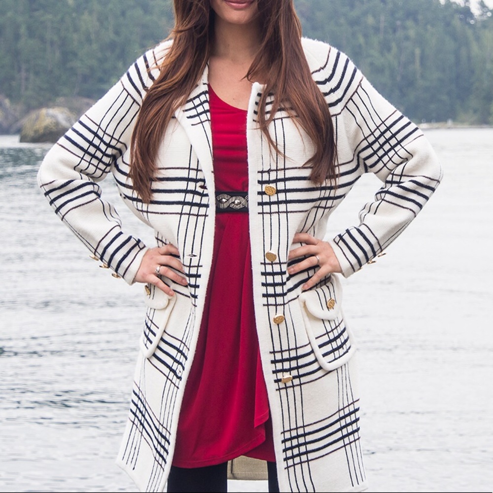 Vintage Plaid Wool Sweater Coat